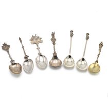A pair of George V seal top apostle spoons, London 1911, George Jamieson, along with four Dutch s...