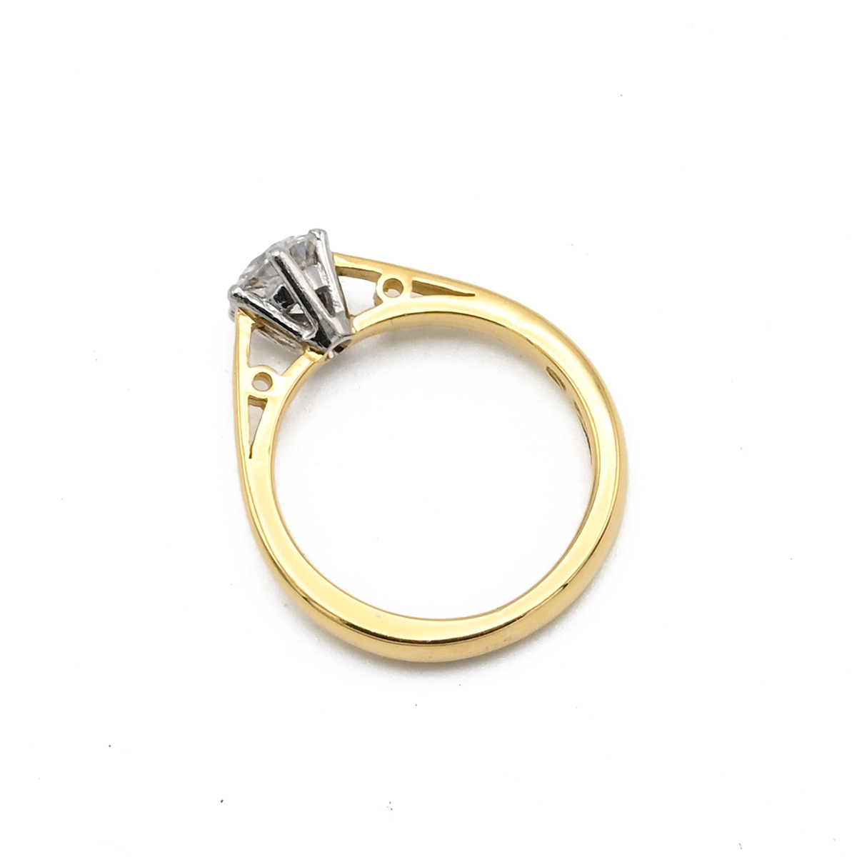 An 18k yellow gold and diamond solitaire ring, set with a round brilliant cut diamond (0.64ct), c... - Image 2 of 4