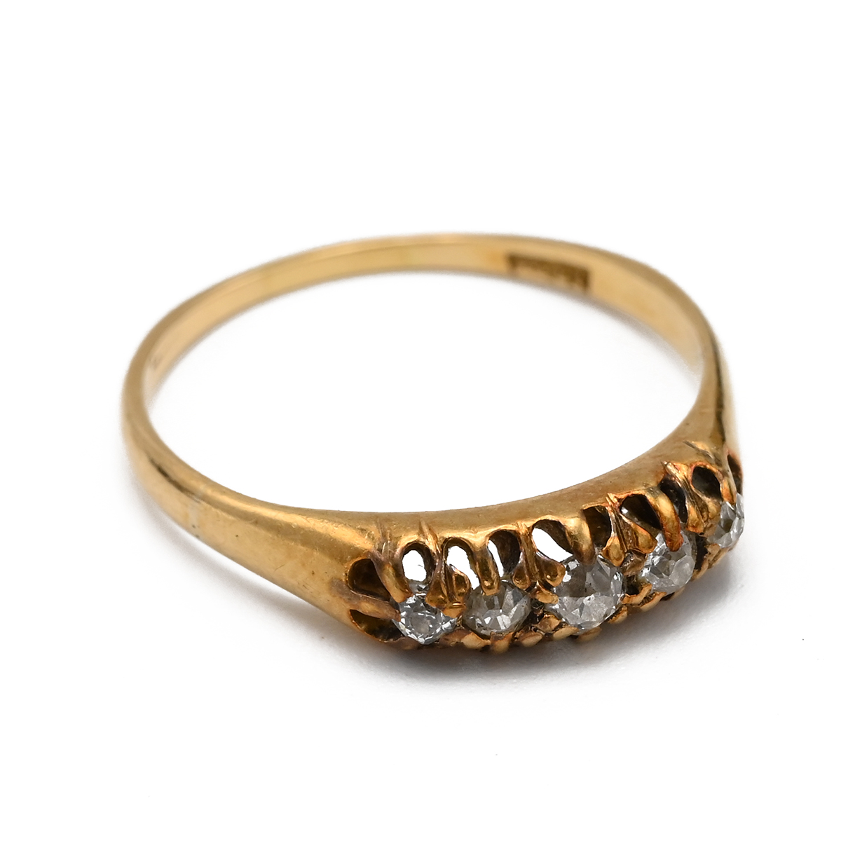 A 22ct gold weddding band later coverted to three stone ring, 2.47, along with two 18ct gold and ... - Image 7 of 11