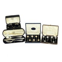 A cased silver christening set London 1858, Chawner & Co (George William Adams), along with two s...
