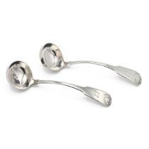 A pair of Scottish silver ladles, Edinburgh 1891, possibly Charles Dalgleish, each additionally s...