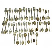 A large collection of silver, 18th century and later flatware including an 18th century provincia...