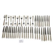 Grant Macdonald silver canteen with pierced lattice work handles, comprising 14 settings each of ...