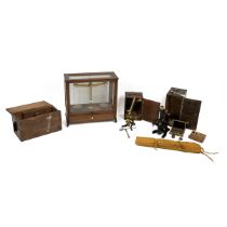 Scientific Instruments. Beck Ltd model 29 Microscope in oak case, unnamed gilt brass microscope i...