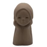 TEKT (USSR) hollow unglazed earthenware bust of girl's head. Height 27cm. (M)