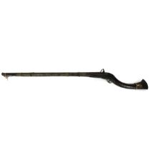 19th Century flintlock musket, the stock of oriental form, with ramrod, embedded George IV penny ...