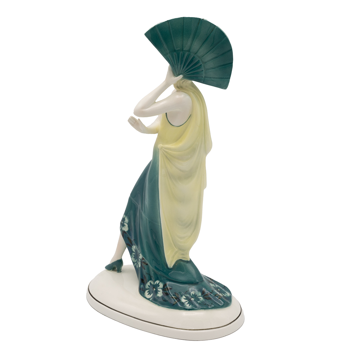 Katzhutte Hertwig & Co porcelain (Thuringia, Germany) - Dancing lady with fan, circa 1920 to 1930... - Image 2 of 3