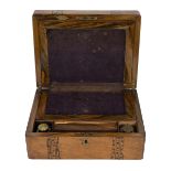 19th Century walnut Tunbridge ware writing slope - with brass escutcheon and vacant cartouche to ...
