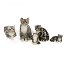 Winstanley Cats - five ceramic figurines of cats by Winstanley including: seated tabby number 6 (...