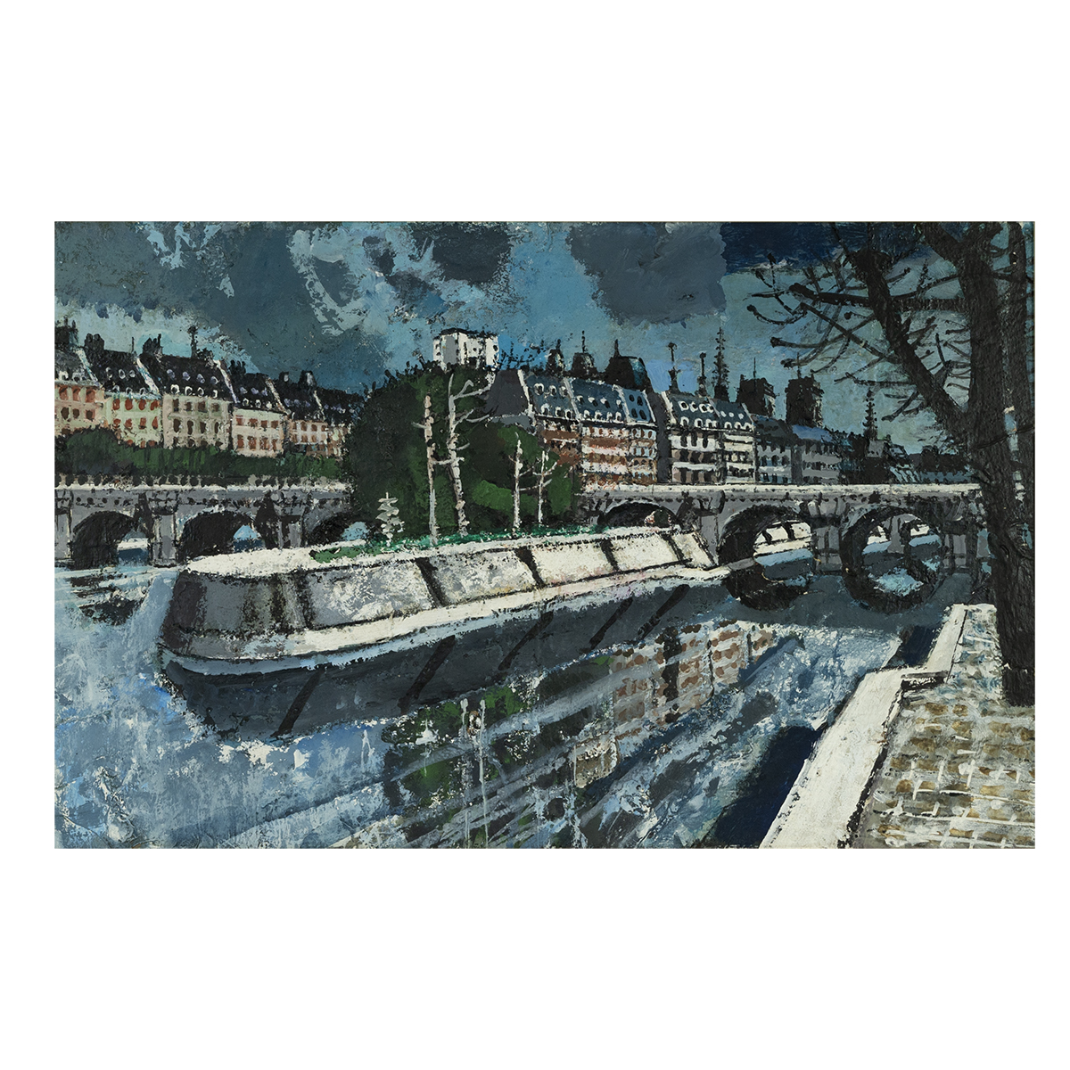Frederick Griffin (1906-1976) - Pont Neuf and Notre Dame, acrylic on board, 41cm x 63.5cm, frame ... - Image 2 of 4