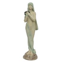 After Maurice Bouval (French, 1863-1916) - "Le Secret" - an Art Nouveau glazed ceramic figure of ...