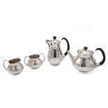 Eric Clements for Mappin & Webb, circa 1960, an Embassy Plate tea set comprising teapot, hot wate...