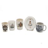 Collection of coronation ware ceramics to include: a WH Goss Queen Victoria Golden Jubilee beaker...