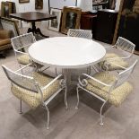 Mid century American garden / conservatory chairs (5) and table c1950's. Powder coated metal chai...