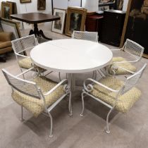 Mid century American garden / conservatory chairs (5) and table c1950's. Powder coated metal chai...