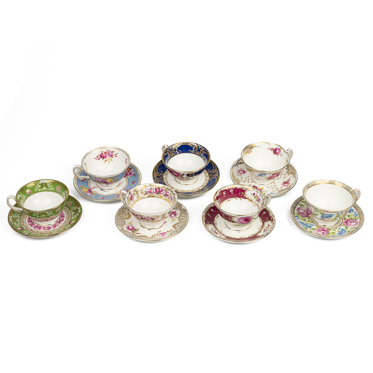 Coalport China Museum - collection of seven limited edition cups and saucers to include "Rose Clu... - Bild 2 aus 4