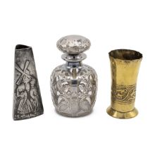 Gorham encased perfume bottle with stopper, impressed mark "Sterling Silver" and model number D15...