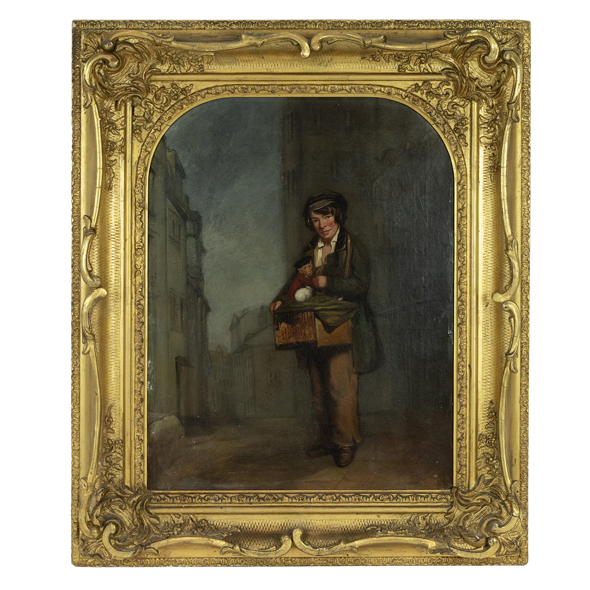 Dutch School, 19th Century - A young Street Entertainer, with his Monkey and Mouse, oil on canvas...