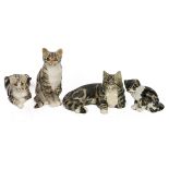 Winstanley Cats - four ceramic figurines of cats by Winstanley pottery including: recumbent torto...