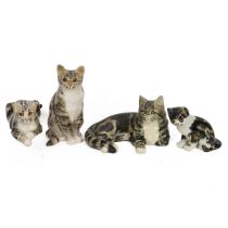 Winstanley Cats - four ceramic figurines of cats by Winstanley pottery including: recumbent torto...