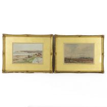 Claude Hayes (1852-1922), 'Showery Weather, Hindhead' and 'On the East Coast', watercolours, sign...