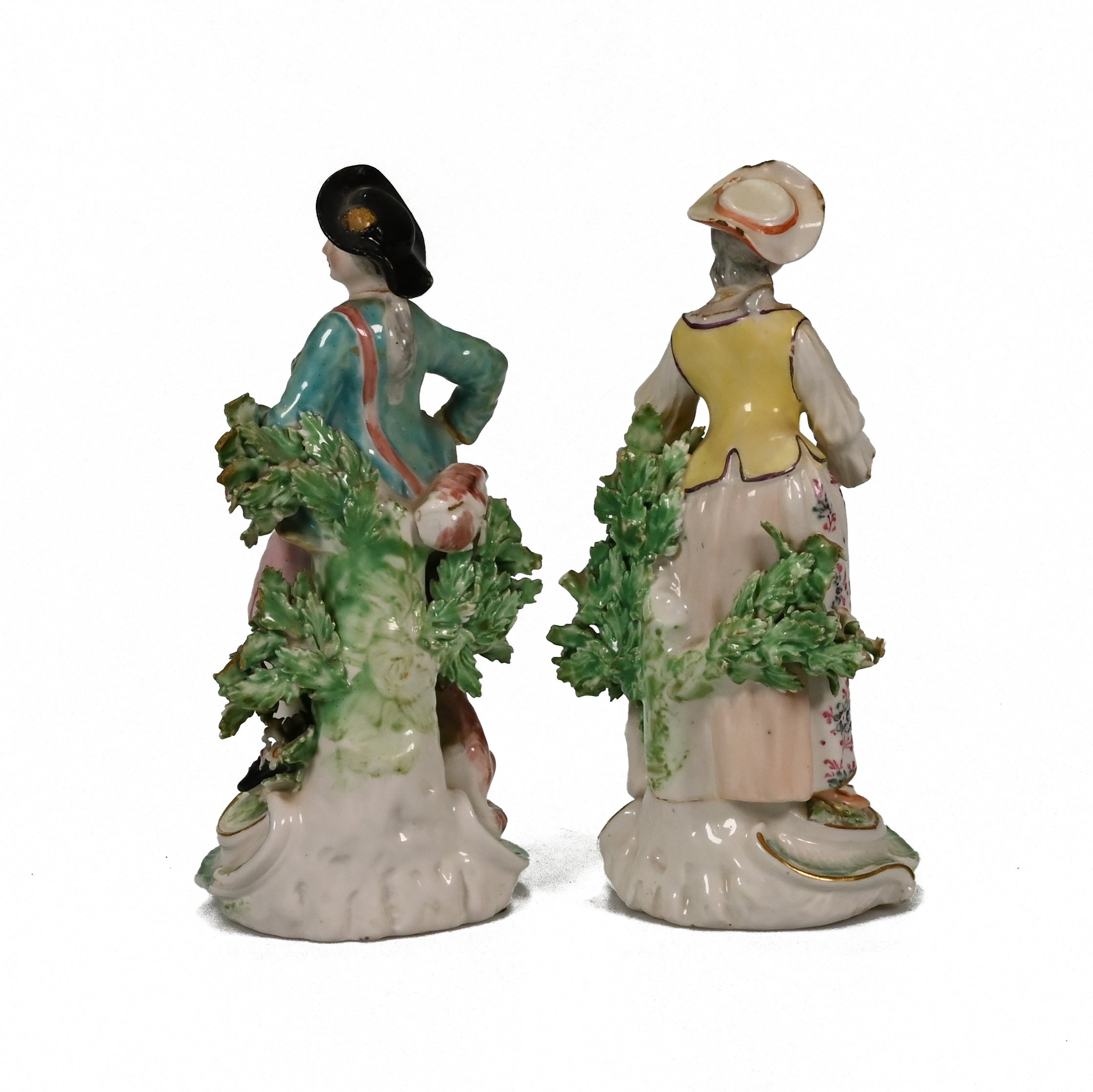 18th century, probably Derby, hand painted porcelain figurine pair of Shepherd and Shepherdess. T... - Image 2 of 3