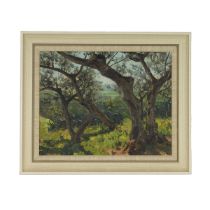 André Delacroix (French, 1878-1934) - An Olive Grove, oil on board, signed 'A.E. Delacroix' lower...