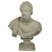 Late 18th Century School - Bust of Homer, terracotta with iron ore inclusions, on a square base, ...