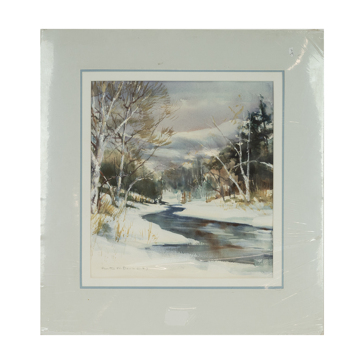 Heather St. Clair Davis (1937-1999) - A Wooded River Landscape in Winter, 1987, watercolour, sign...