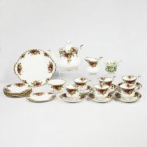 Royal Albert Old Country Roses tea set comprising 6 x plates, cups saucers plus teapot, milk jug,...
