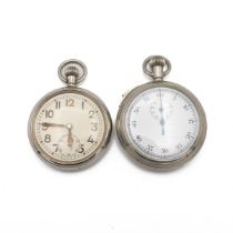 Vintage 1930's military pocketwatch, 50mm plated case, marked 'G.S.T.P. M85257' to back. Also a v...