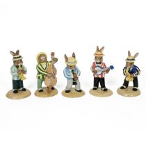 Royal Doulton Bunnykins figures from the Jazz Band collection to include Trumpet Player DB210, Do...