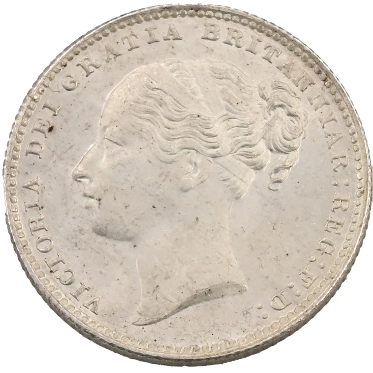 1885 Queen Victoria 'Young Head' silver Shilling (S 3907, ESC 1345). Obverse: fourth Young Head, ... - Image 2 of 2