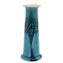 Minton Secessionist vase, late 19th century, in turquoise glaze. Height 29cm. (M)