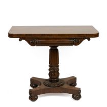 William IV fold over satinwood games / card table. Fold over top to reveal felt lined interior su...