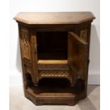 Gothic Revival oak cabinet, second half of 19th century. Medieval revivalist piece in solid oak w...