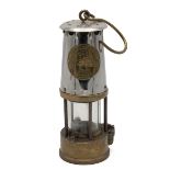 Vintage Miner's lamp 'Protector Lamp & Lighting Co Ltd Eccles, Type GR6S'. Brass and stainless st...