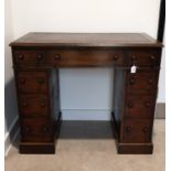 Victorian mahogany twin pedestal desk of unusually small proportions c1860's. Double knob drawers...