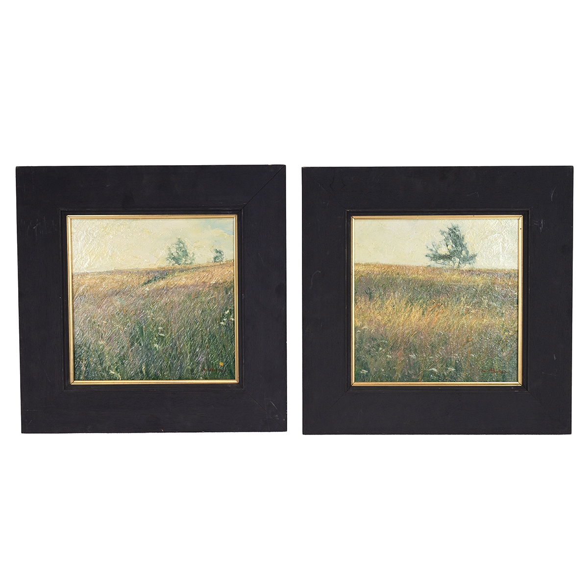 David Hunt (born 20th century) - Two Meadow Landscapes, oil on board, signed and dated lower righ...