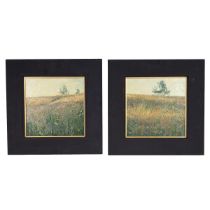 David Hunt (born 20th century) - Two Meadow Landscapes, oil on board, signed and dated lower righ...