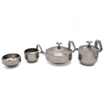 Robert Welch for Old Hall -  "Alveston" 1960s stainless steel tea set comprising teapot, hot wate...