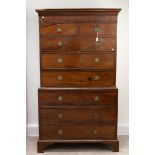 Late Georgian mahogany chest on chest, 8 drawers with brass ring handles c1830's. W 108cm, D 64cm...