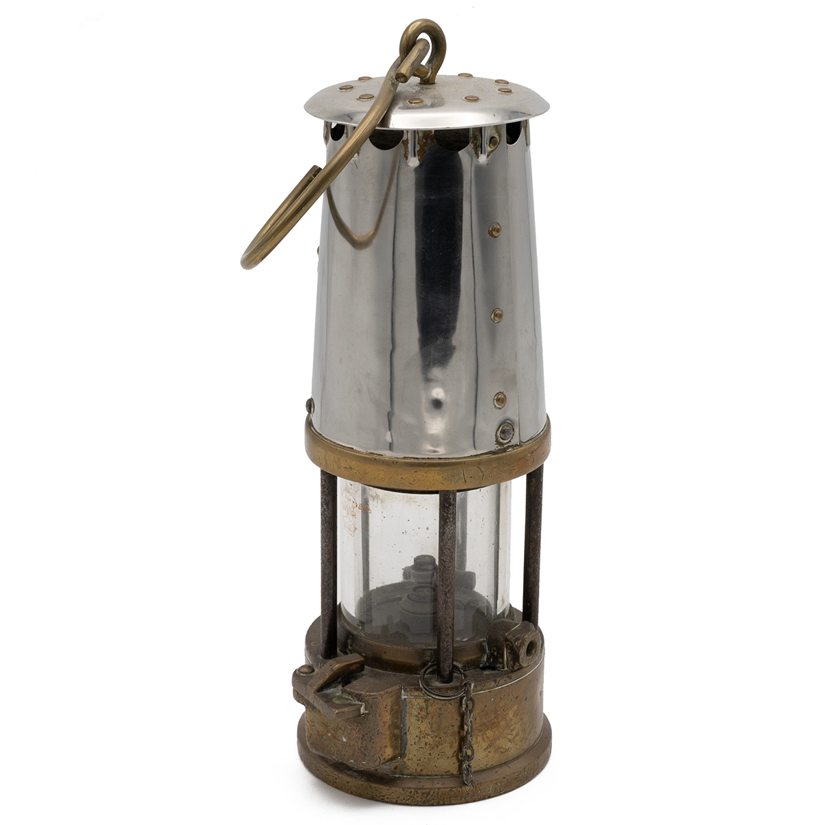 Vintage Miner's lamp 'Protector Lamp & Lighting Co Ltd Eccles, Type GR6S'. Brass and stainless st... - Image 2 of 3