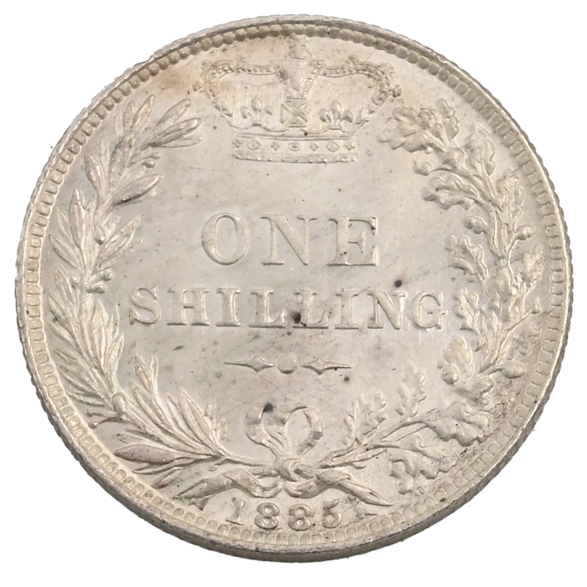 1885 Queen Victoria 'Young Head' silver Shilling (S 3907, ESC 1345). Obverse: fourth Young Head, ...