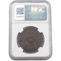 1854 Queen Victoria copper Penny with ornamental trident graded MS 64 BN (S 3948). Obverse: first...