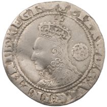 1591 sixth issue Queen Elizabeth I hammered silver Sixpence with hand mintmark to reverse (S 2578...