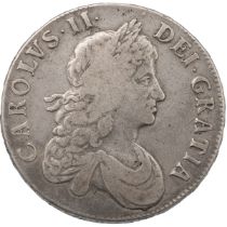 1668 King Charles II milled silver Crown with VICESIMO regnal year to the edge (S 3357, Bull 373)...