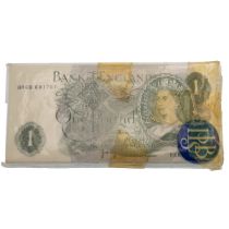 1970-1978 unopened sealed pack of Queen Elizabeth II series C banknotes signed JBP (Dugg 322). Ob...