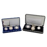 Two (2) Royal Mint piedfort 925 silver proof coin sets in original packaging with certificates. I...