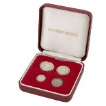 1890 Queen Victoria 'Jubilee Head' four-coin silver Maundy Money set in a box. Includes (1) 1890 ...